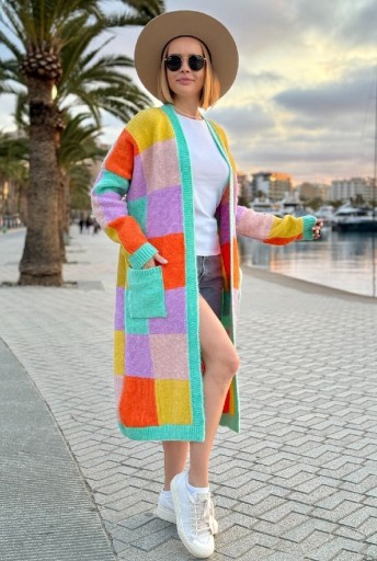 Zdjęcie oferty: Długi kardigan damski patchwork nowość Sploty 