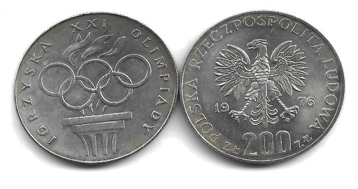 Zdjęcie oferty: 200 ZŁ.  XXI  OLIMPIADA  z 1976 r. 2 sztuki   Sr36