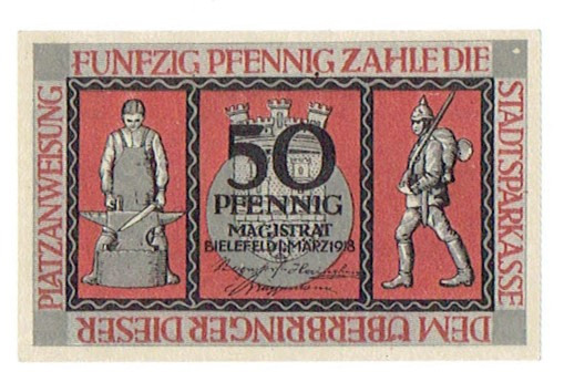 Zdjęcie oferty: Notgeld, 50 FENIGÓW 1918 / Bielefeld