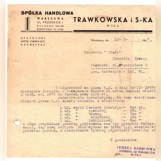 Zdjęcie oferty: TRAWKOWSKA O S-KA Warszawa ul.Przeskok 1./ 1947r.