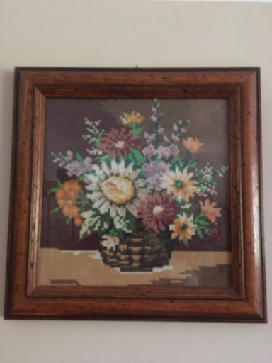 Zdjęcie oferty: Obraz haft krzyżykowy kwiaty polne 31x31 cm z ramk
