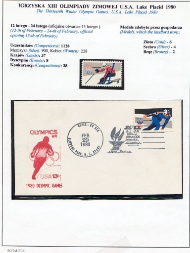 Zdjęcie oferty: 13 Olimpiada Zimowa, USA, Lake Placid 1980 r.