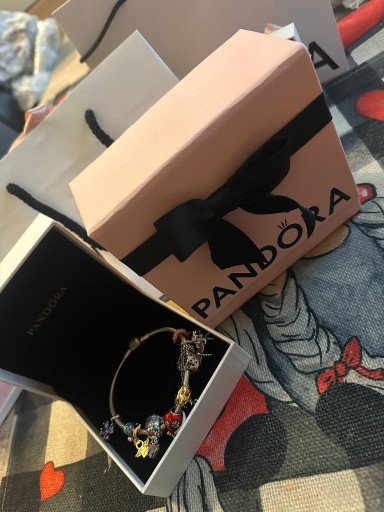 Zdjęcie oferty: Bransoletka srebrna modułowa Pandora 19cm,z charmsami 