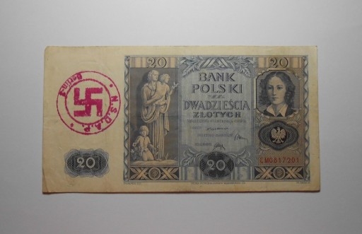 Zdjęcie oferty: Stary banknot polski 20 złotych 1936 rzadki