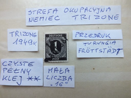 Zdjęcie oferty: znaczki Strefa Okupacyjna Niemcy 1949 ZONE przedru