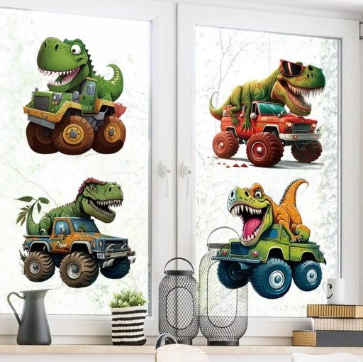 Zdjęcie oferty: Dinozaury na autach   Dekoracja do pokoju chłopca