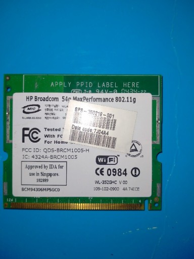 Zdjęcie oferty: Karta sieciowa HP Broadcom 54g 802.11g