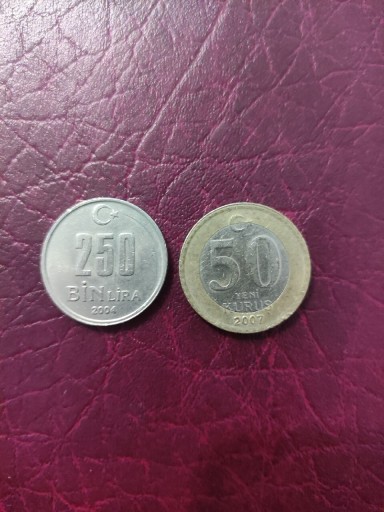 Zdjęcie oferty: Turcja 50 Lira 2007 + 250 lira 2004