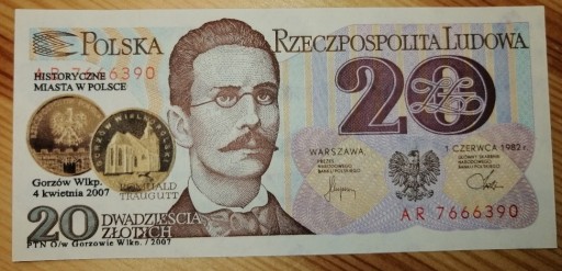 Zdjęcie oferty: 20 zł banknot z nadrukiem Gorzów Wlkp. 2 zł