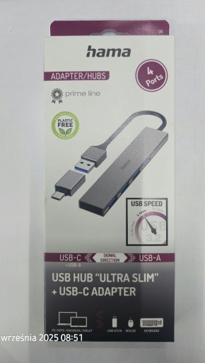 Zdjęcie oferty: Hub rozdzielacz Hama 4 x USB + adapter USB C