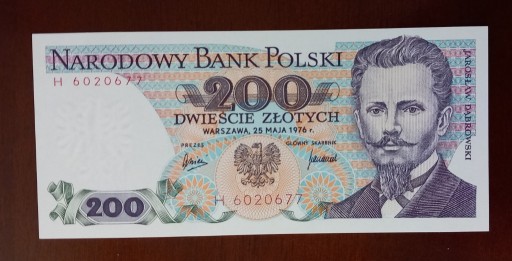 Zdjęcie oferty: 200 zł złotych - 1976 r. seria H - stan 1 UNC