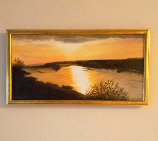 Zdjęcie oferty: "Zachód słońca nad Wisłą.. ",olej, z ramą .