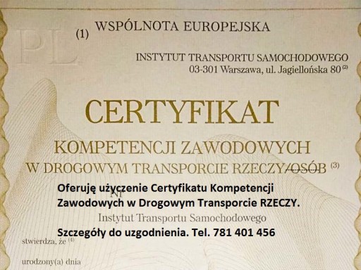 Zdjęcie oferty: Certyfikat Kompetencji Zawodowych (RZECZY)
