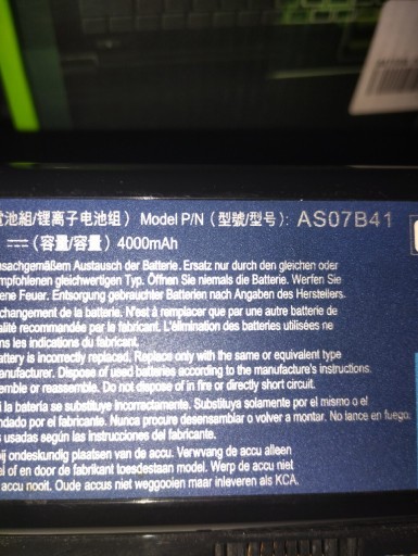 Zdjęcie oferty: USZKODZONA bateria laptopa Acer AS07B41