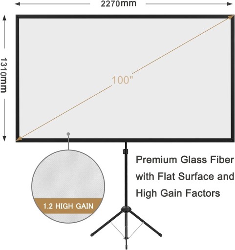 Zdjęcie oferty: Ekran projekcyjny ze statywem, przenośny, 254 cm