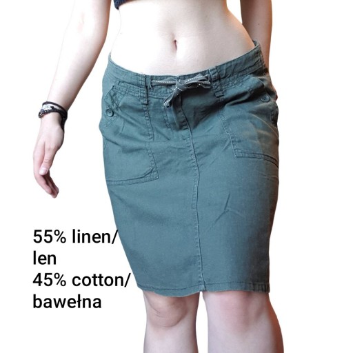 Zdjęcie oferty: Dopasowana lniana spódnica do kolan