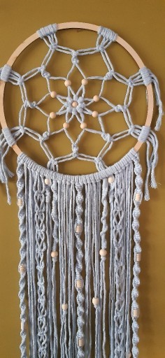 Zdjęcie oferty: makrama łapacz snów, mandala, obręcz 28 cm, błękitna, handmade