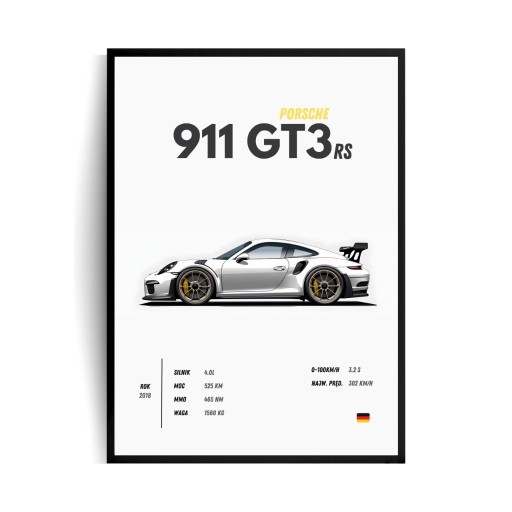 Zdjęcie oferty: Plakat w ramie A3 Porsche 911 GT3 RS 30x40