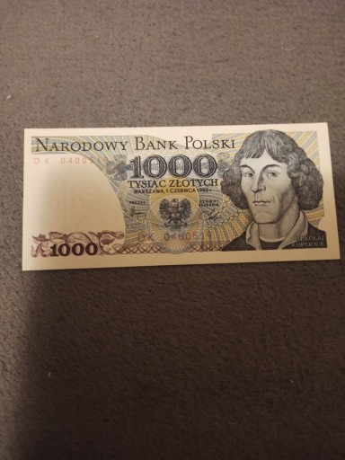 Zdjęcie oferty: Banknot 1000zł Mikołaj Kopernik 1982r stan UNC