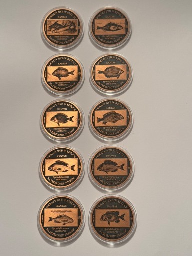 Zdjęcie oferty: Ryba kantar. Zestaw 10 sztuk. Miedź fi 32 mm. 2015 Gyges