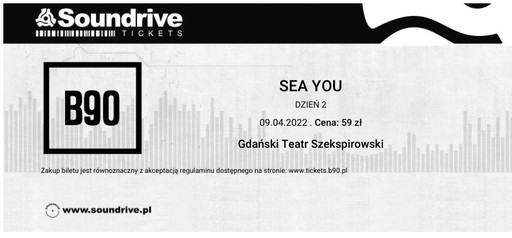Zdjęcie oferty: SEA YOU 3city Music Showcase - bilet Sobota, 9.04.