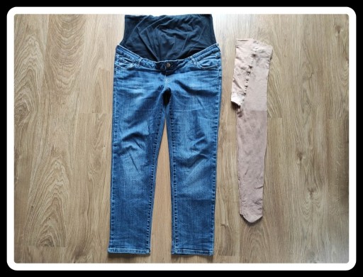 Zdjęcie oferty: Spodnie ciążowe jeansowe z wysokim panelem 46 XXXL