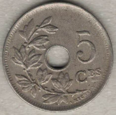 Zdjęcie oferty: Belgia 5 centymów centimes 1925 Q 19 mm nr 2