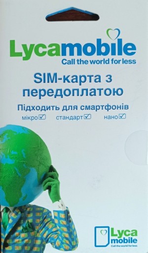 Zdjęcie oferty: Starter Lycamobile Ukraina karta sim anonimowa