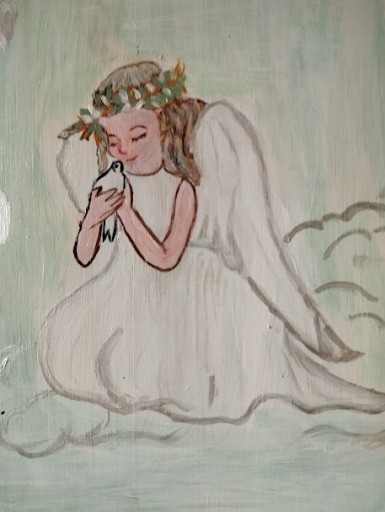Zdjęcie oferty: aniołek malowany na desce