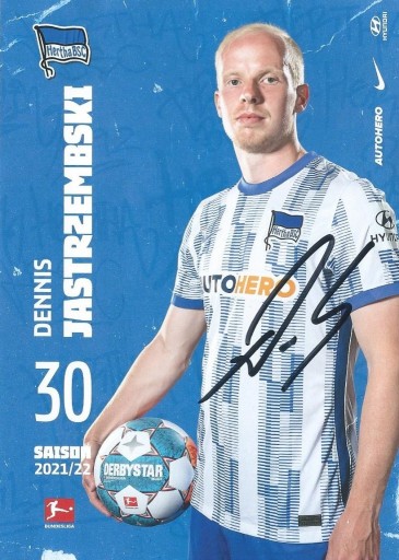 Zdjęcie oferty: Dennis JASTRZEMBSKI oryginalny autograf! Hertha