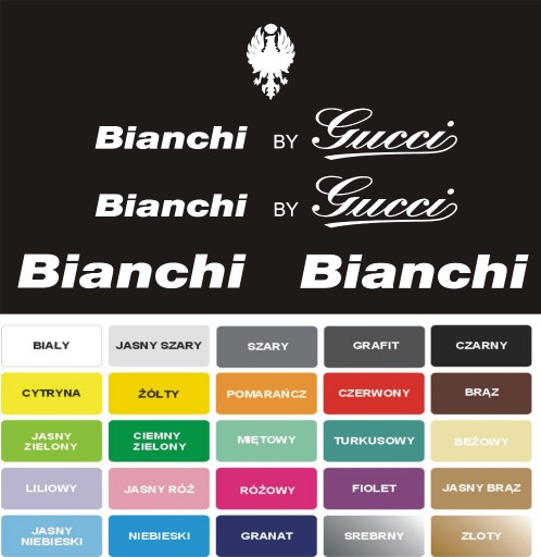 Zdjęcie oferty: BIANCHI by Gucci  naklejki na rower zestaw  14-2B