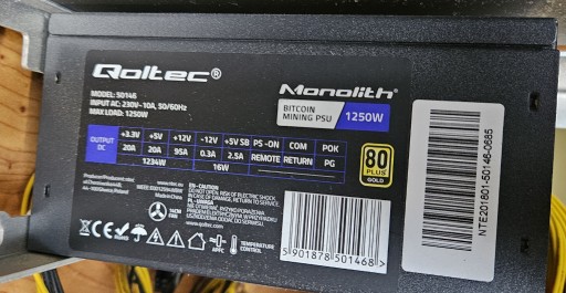 Zdjęcie oferty: Zasilacz ATX Qoltec Monolith 1250 W