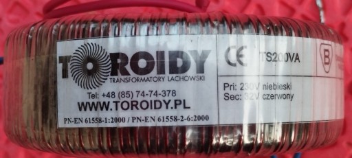 Zdjęcie oferty: TRANSFORMATOR TOROIDALNY PRI 230V  SEC 32V 200VA