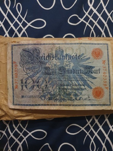 Zdjęcie oferty: Banknot 100 Reichsbanknote 1908 rok