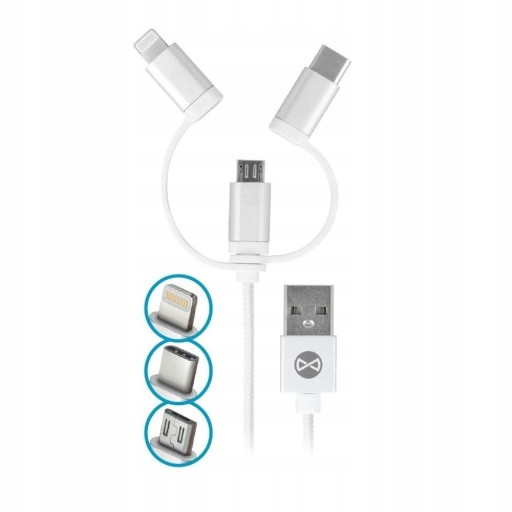 Zdjęcie oferty: Kabel Forever 3w1 Micro-USB + iPhone 8PIN +  Typ C