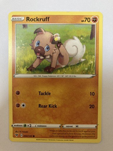 Zdjęcie oferty: Pokemon TCG karta Rockruff 094/185 Vivid Voltage