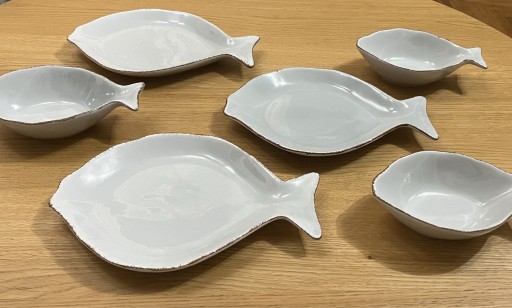 Zdjęcie oferty: Talerze i miseczki ceramiczne , ryby, zestaw6 el. 