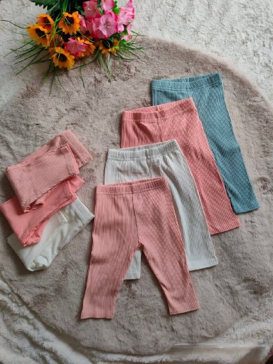 Zdjęcie oferty: Legginsy, leginsy prążek gruba bawełna, róż, r. 80