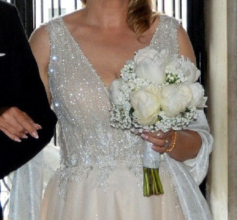 Zdjęcie oferty: Suknia ślubna 38 M - 40 L brzoskwiniowa brokat