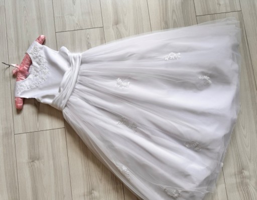 Zdjęcie oferty: Biała Sukienka Komunia Haft Tiul Koraliki 134/140
