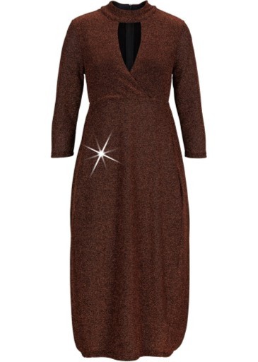 Zdjęcie oferty: Elegancka brązowa sukienka z połyskiem, choker 38