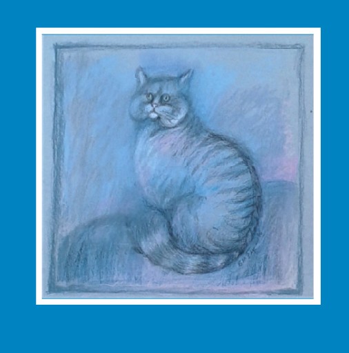 Zdjęcie oferty: Obraz "Kociak Błękitny" 35 cm x 36 cm Pastel