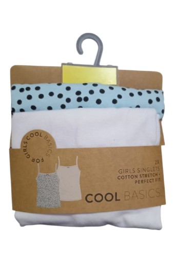 Zdjęcie oferty: Top dziewczęcy 2 szt 134 140 ramiączka bawełna grochy Cool Basics