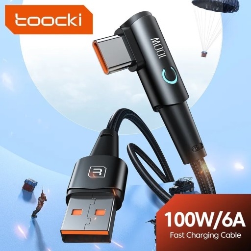 Zdjęcie oferty: Kabel szybkiego ładowania 100w USB typu C 90°