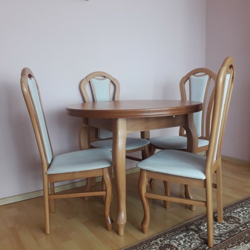 Zdjęcie oferty: Stół okrągły rozkładany 4 krzesła zestaw