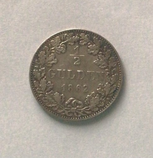 Zdjęcie oferty: 1/2 GULDEN NIEMCY FRANKFURT 1862 Ag