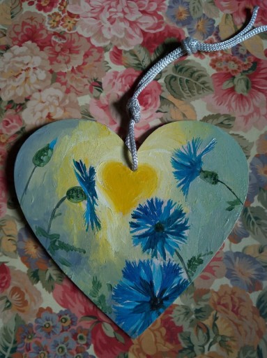 Zdjęcie oferty: Serce kwiaty koniczyna obraz olejny handmade