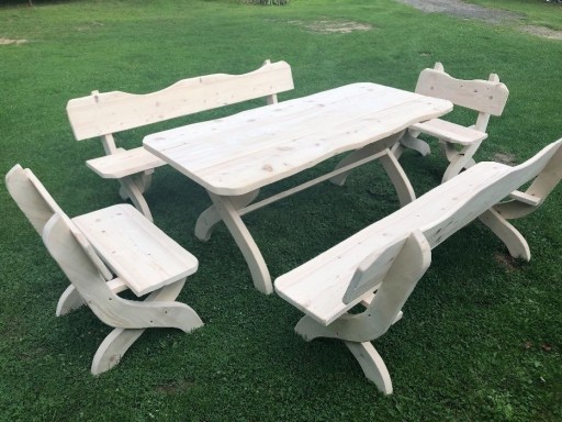 Zdjęcie oferty: Drewniane meble ogrodowe - stół z 4 ławkami