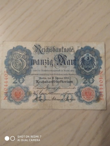 Zdjęcie oferty: 20 marek. Berlin 1914