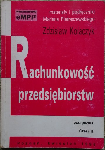 Zdjęcie oferty: Rachunkowość przedsiębiorstw cz. 2 Kołaczyk 1995
